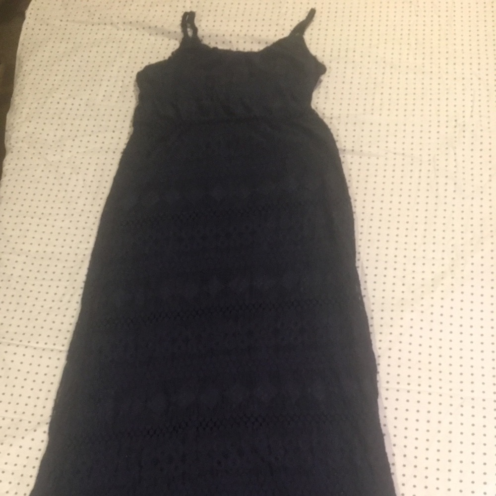 XL Navy blue bohemian crochet maxi dress
